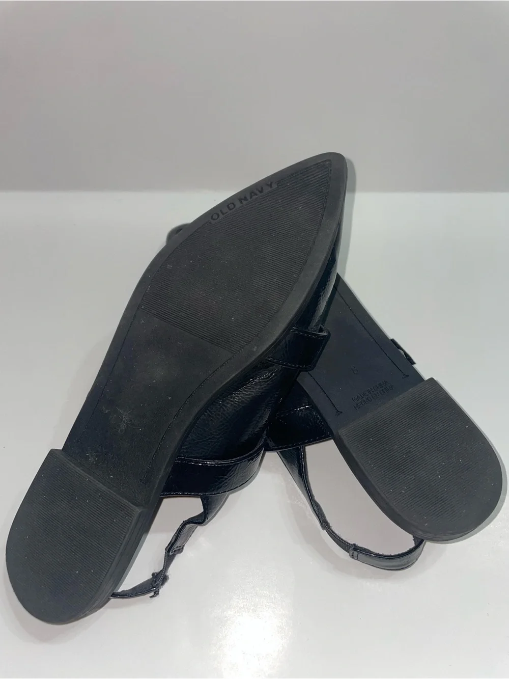 Old Navy Black Pointed Slingback Double Buckle Straps Flats Women’s Size 8